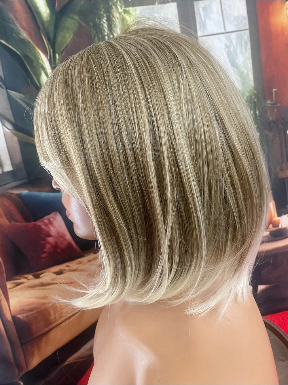Blonde Layered Bob Wig with Side-Swept Bangs